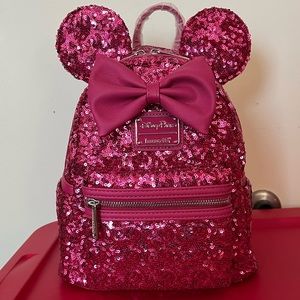 Disney Parks Loungefly Fuchsia Sequined Mini Backpack NWT